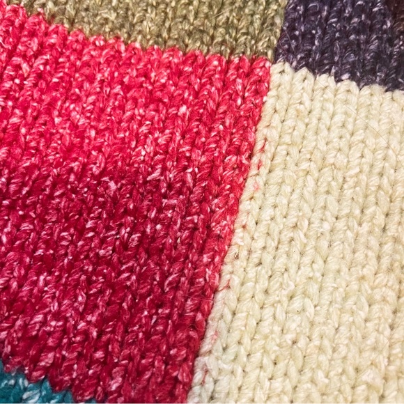 VTG | Patchwork Colorblock Wool Long Tassel Hood Cardigan - Picture 9 of 12